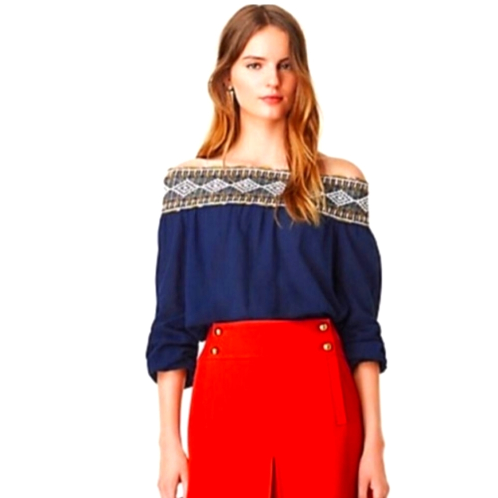 Tory Burch NWT Embroidered off the Shoulder Blouse